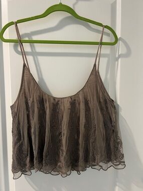 Kimchi Blue Brown Lace-Trim Camisole Top